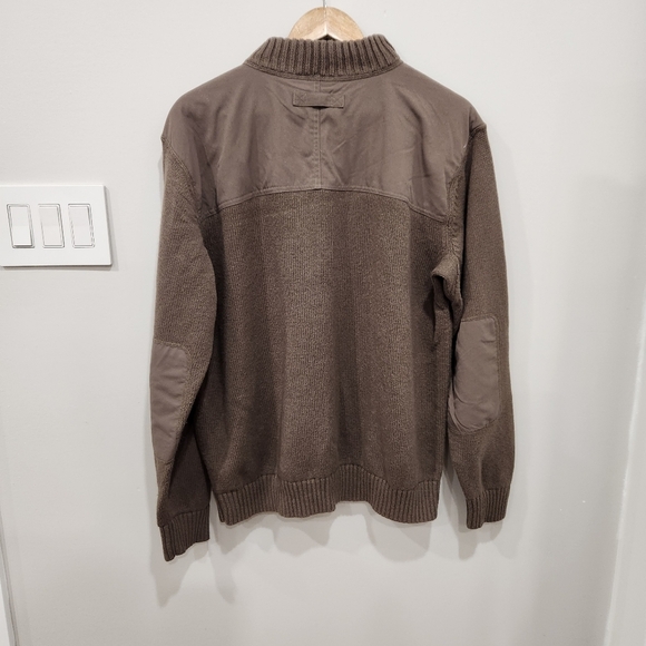 Duluth Trading Co Men XL 1/4 Zip Mock Neck Wool Blend Knit Sweater Elbow Patches - Picture 3 of 12